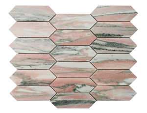 Rhombus pink marble stone mosaic wall tiles 300x300