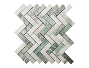 Herringbone green marble stone mosaic