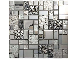 Dopamine dark ceramic mosaic with metallic color blocks